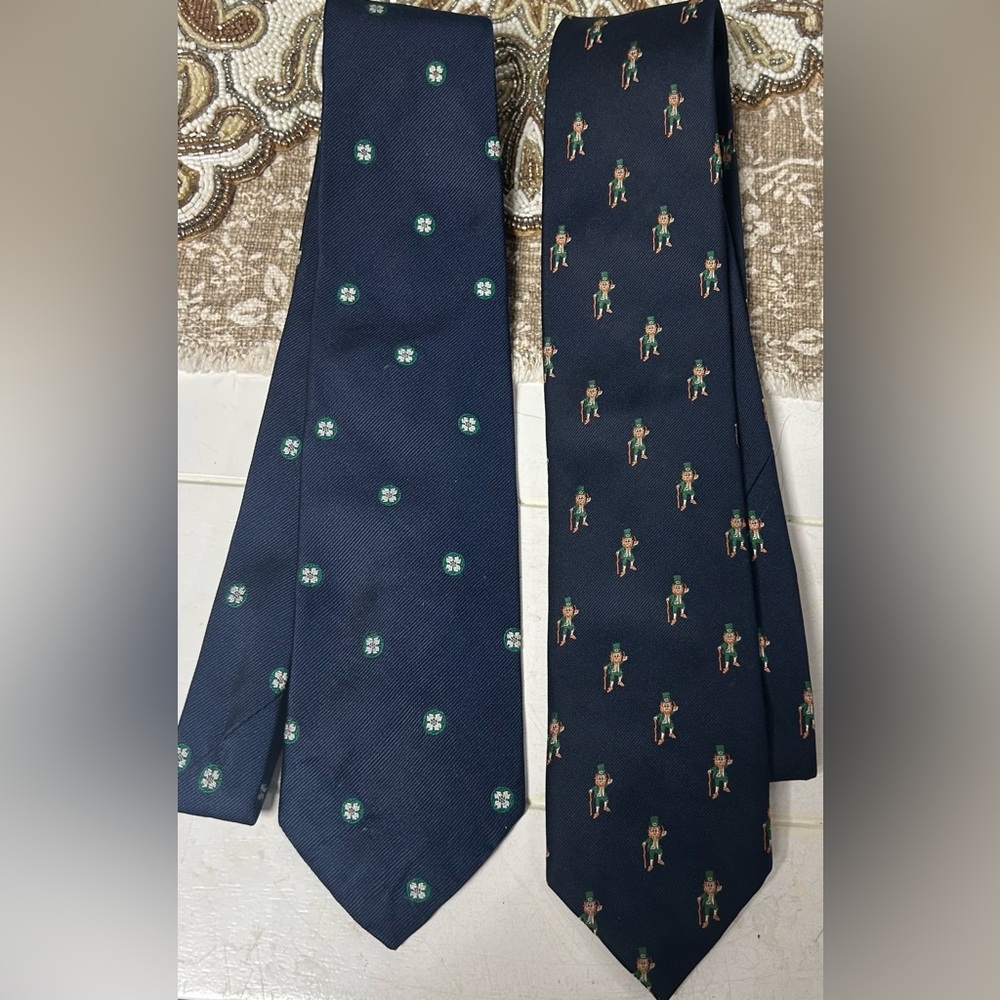 2 ROBERT TALBOTT  Ties Navy Clover Shamrock & Leprechaun Georgetown University